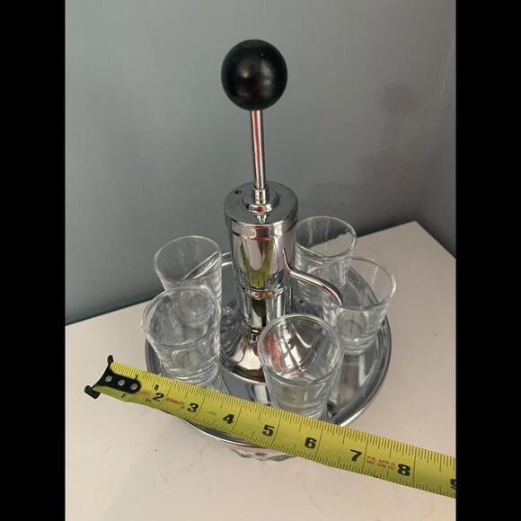 Vintage Liquor Dispenser Glass Chrome MCM Cocktail Bar Park Industries Shots - Picture 11 of 11